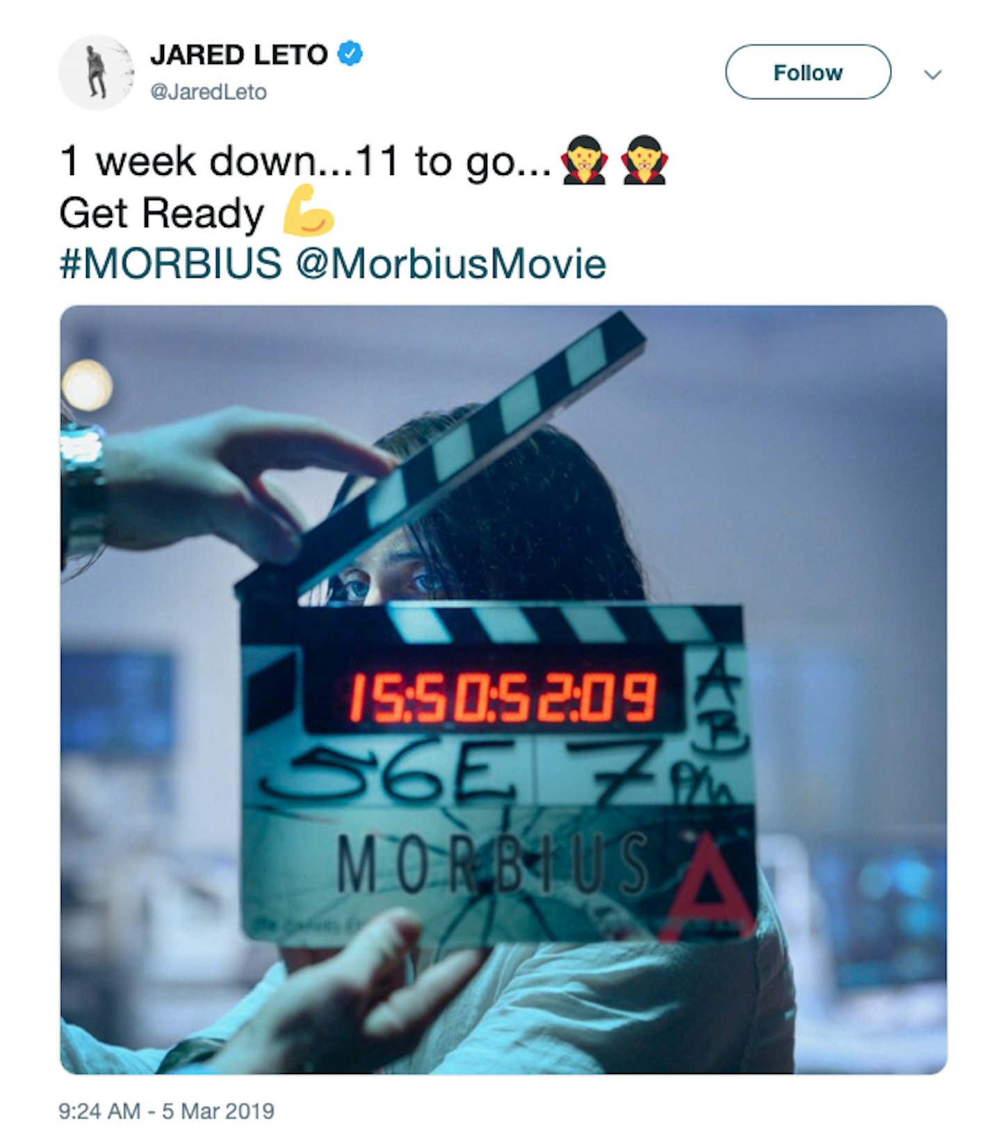 Jared Leto Morbius filming post