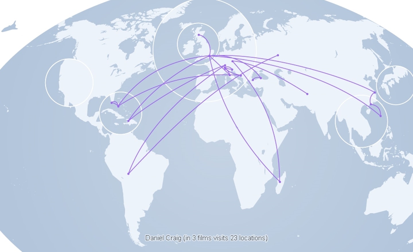 Daniel Craig Travel Map