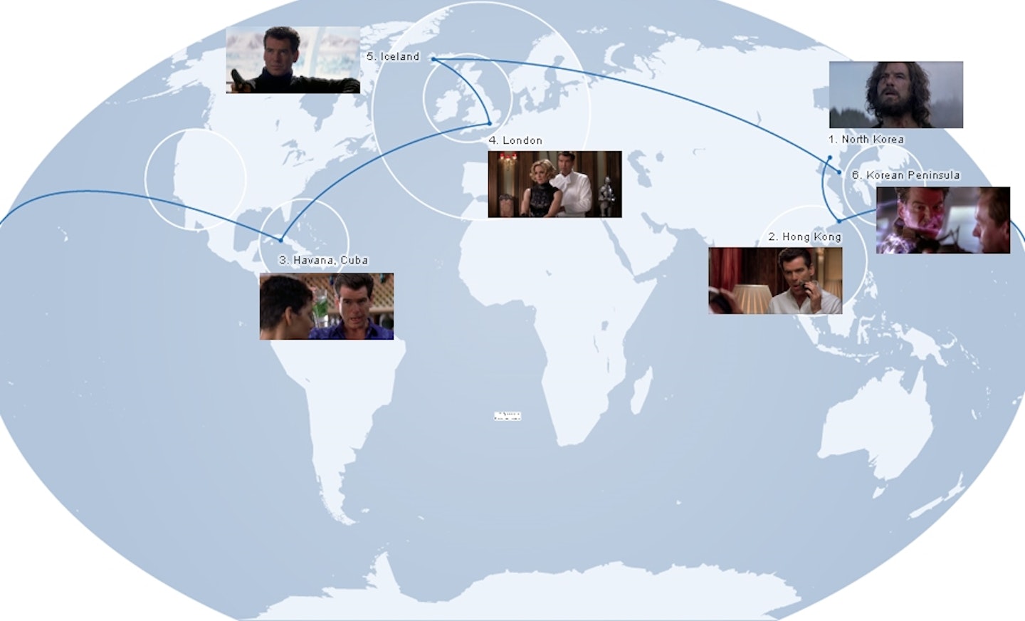 Die Another Day Travel Map