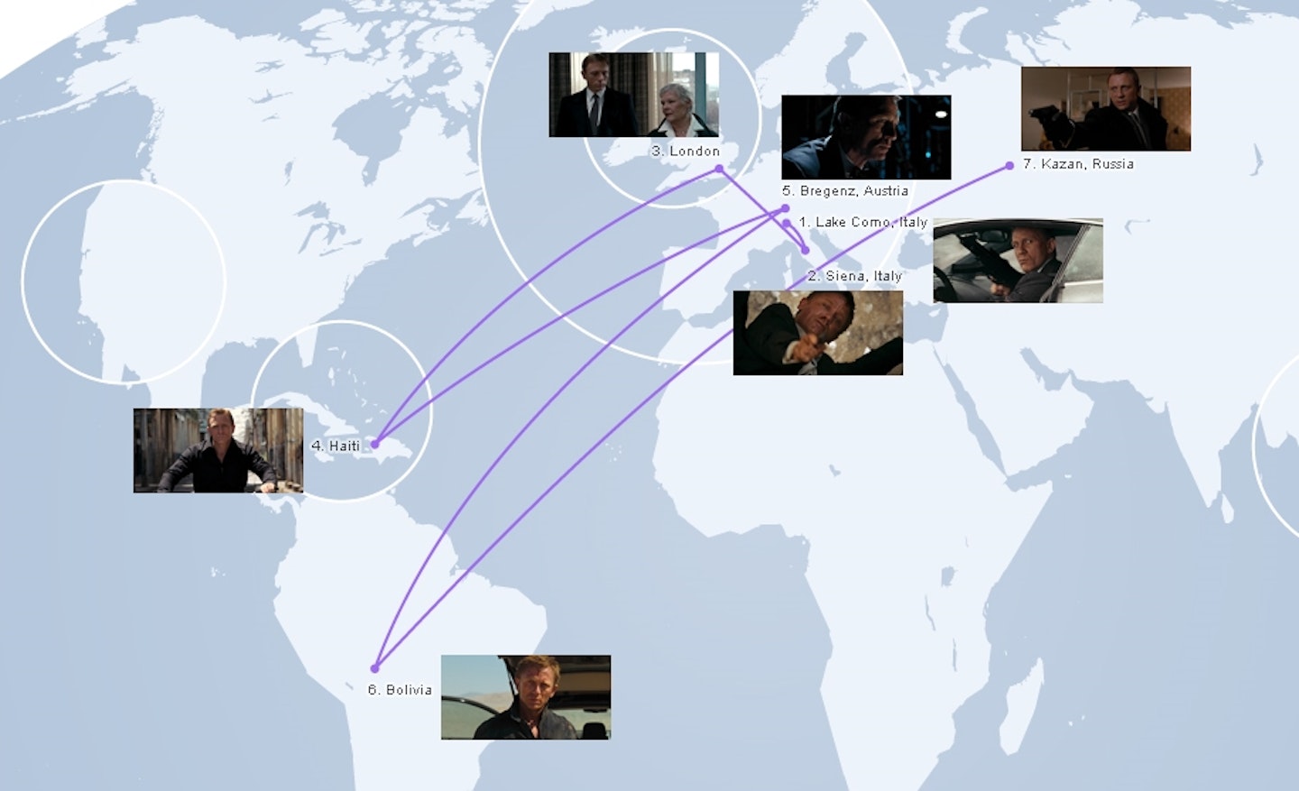 Quantum of Solace Travel Map