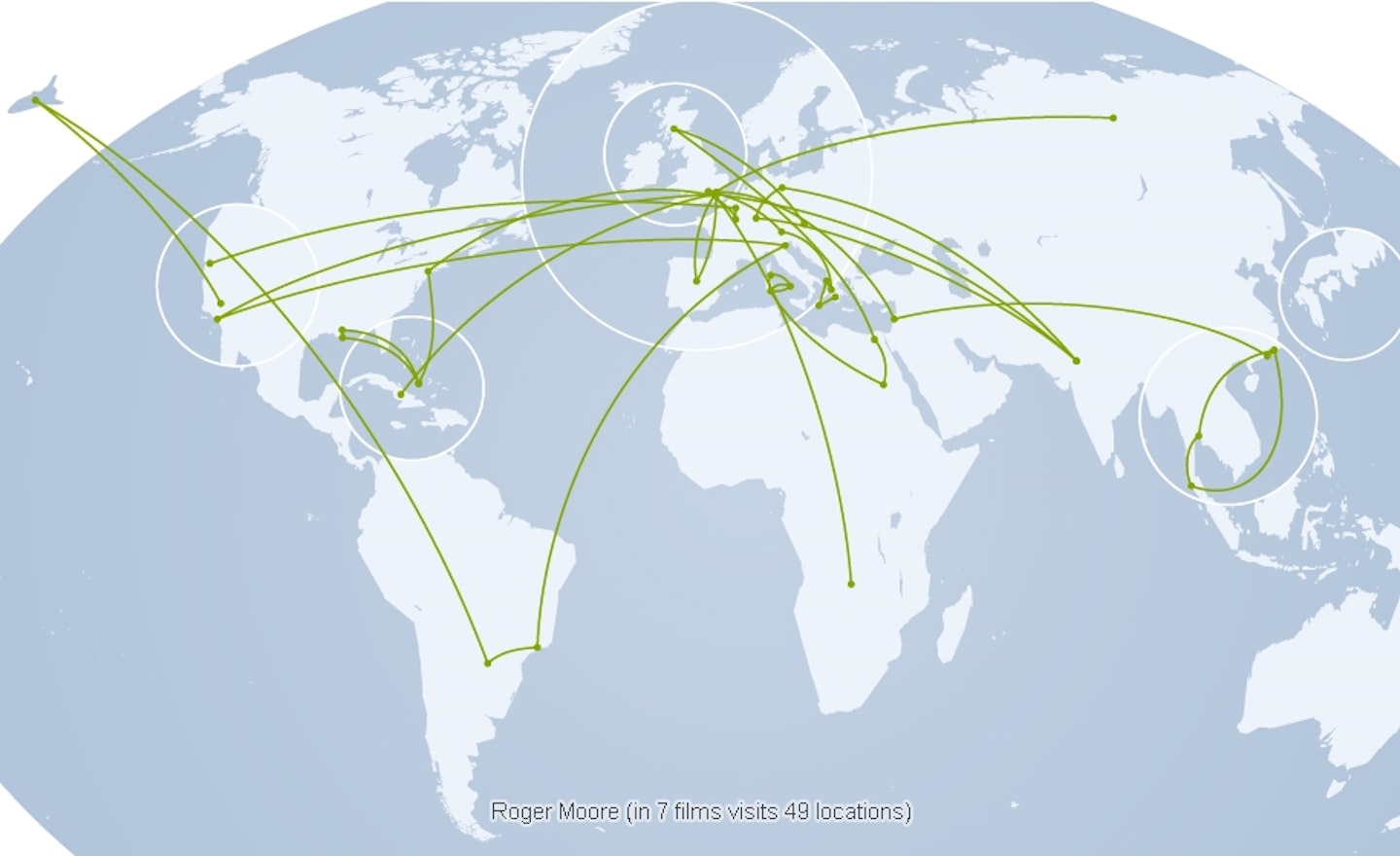 Roger Moore Bond Map