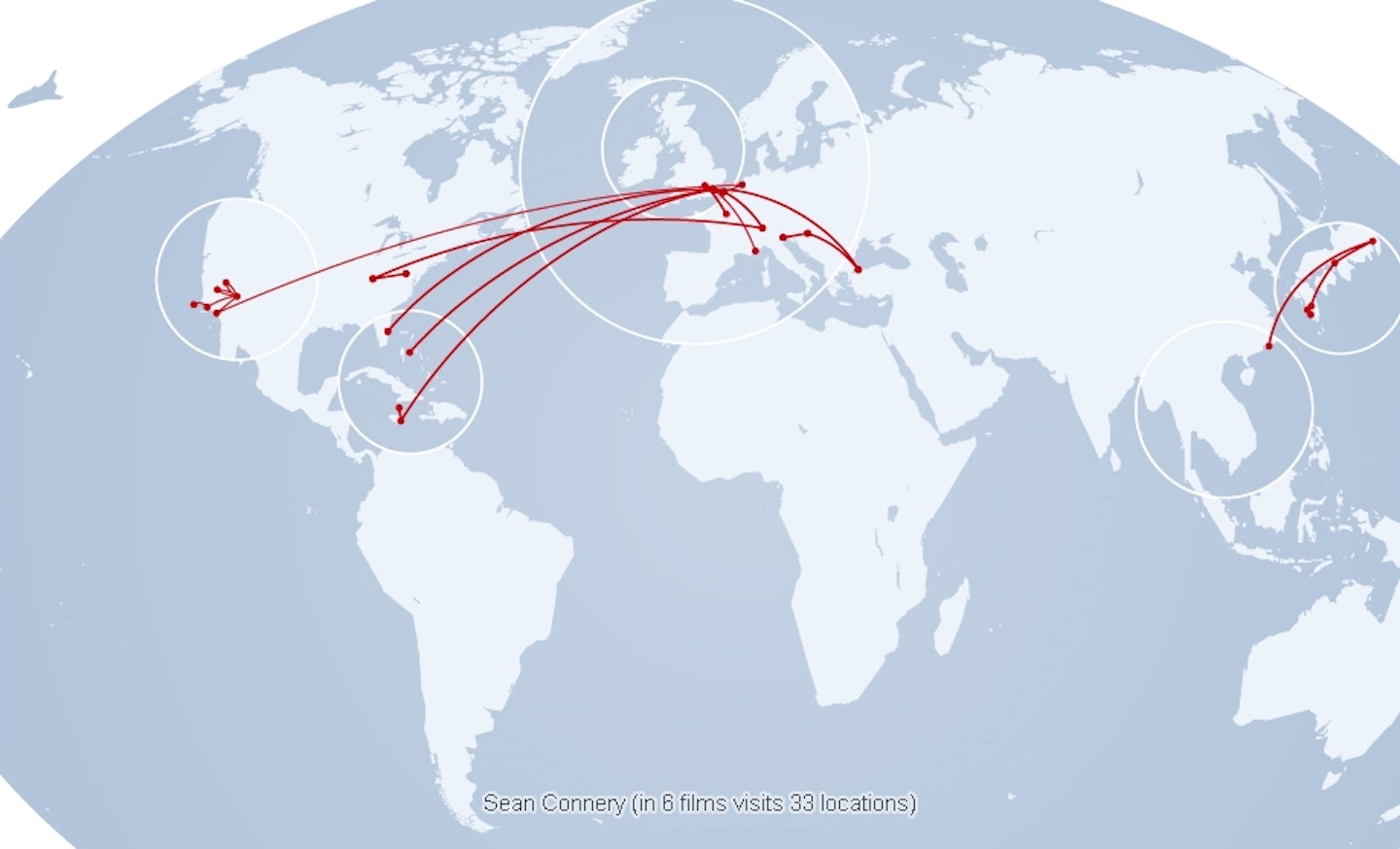 Sean Connery Bond travel map