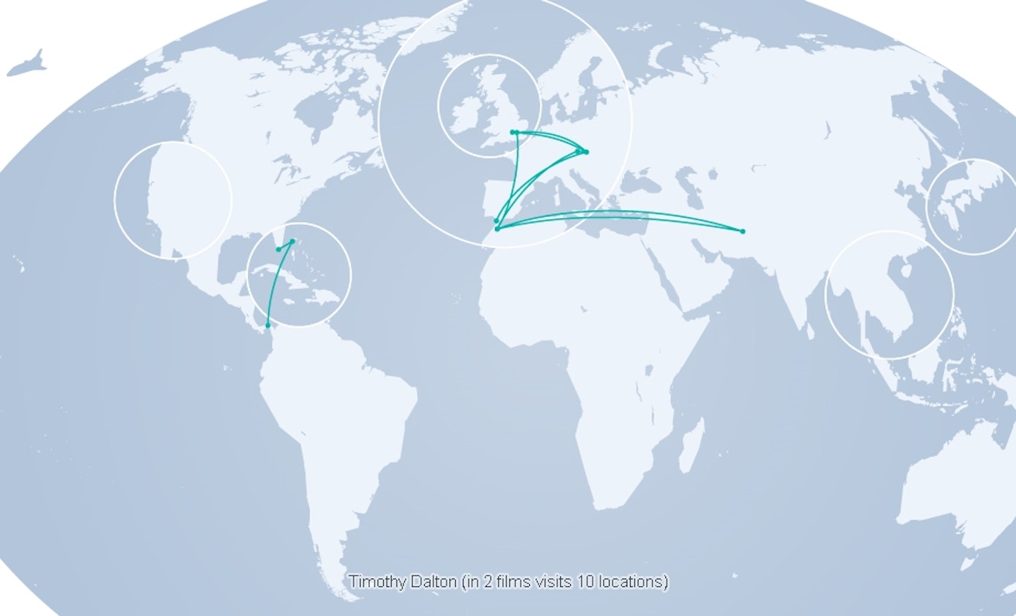 Timothy Dalton Travel Map