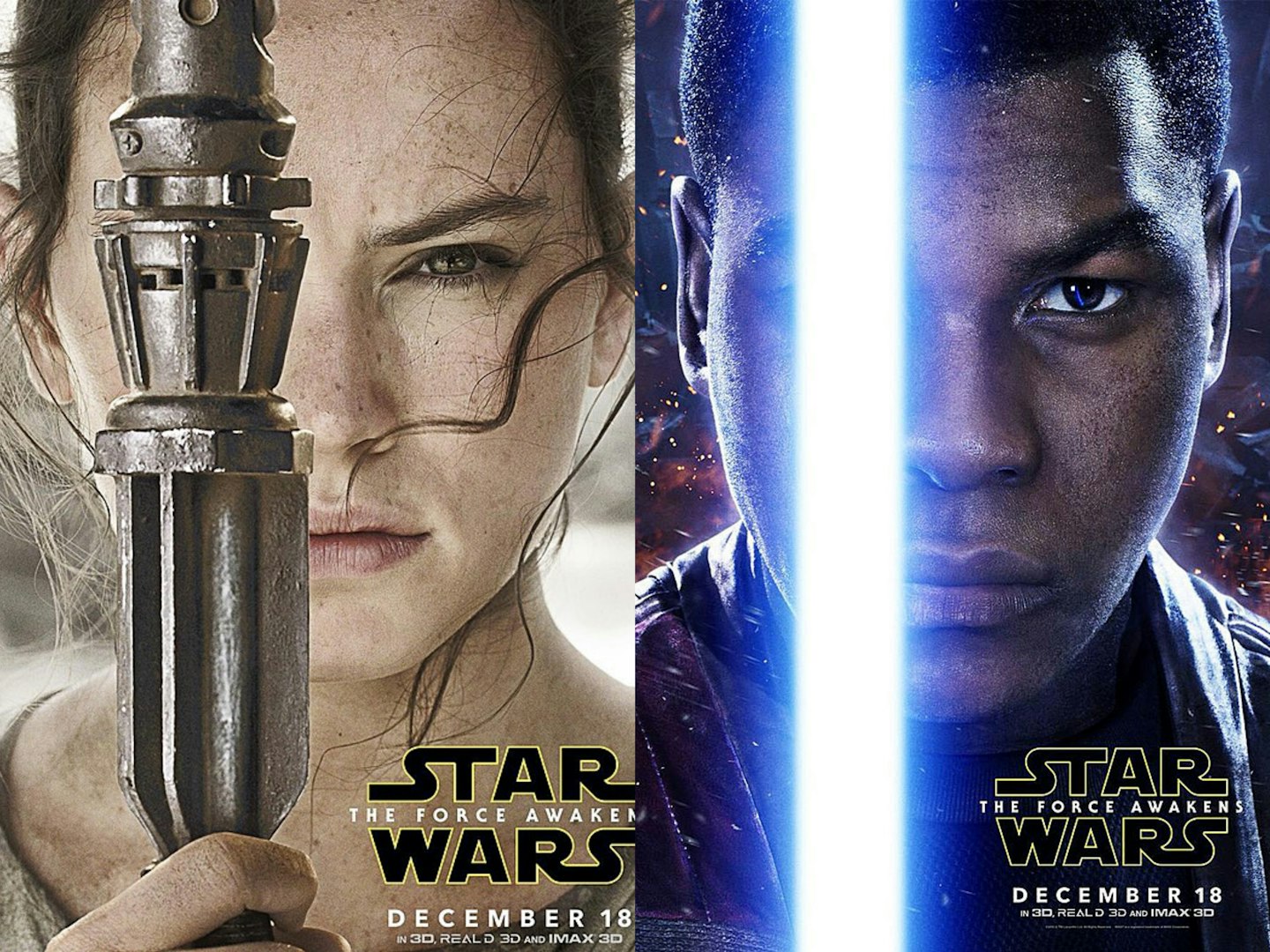 Star Wars The Force Awakens Rey Finn Character posters