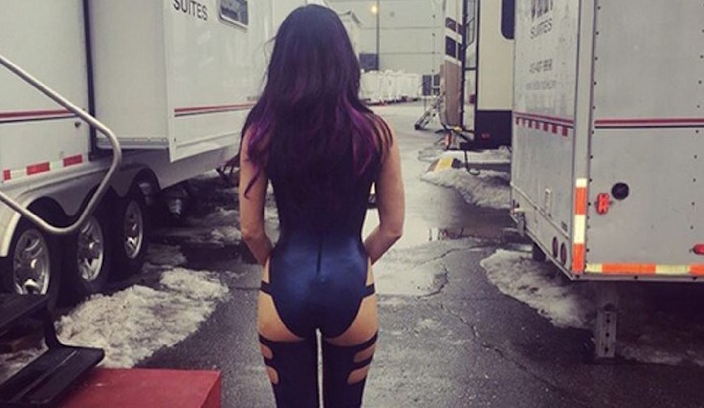 Olivia Munn as Psylocke in X-Men: Apocalypse - back view