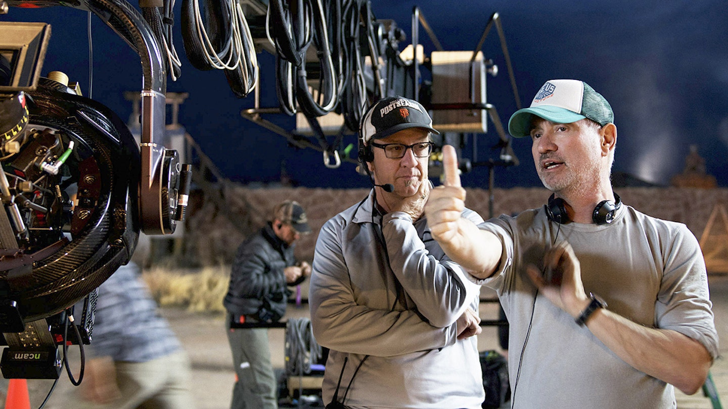 Roland Emmerich on the set of Independence Day Resurgence