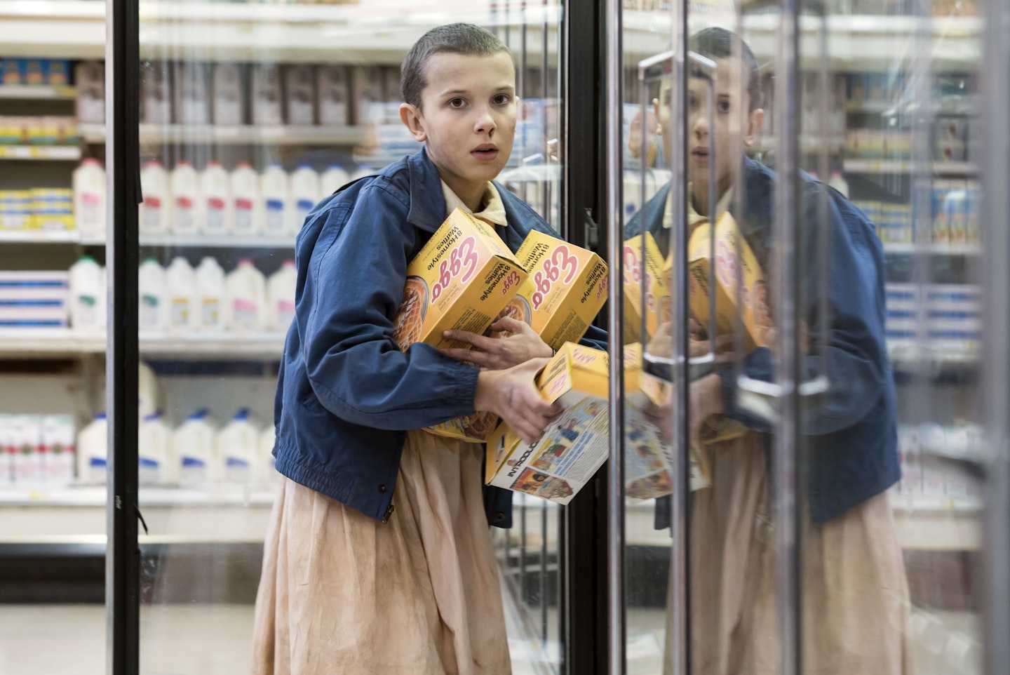 Eleven shoplifting in Stranger Things
