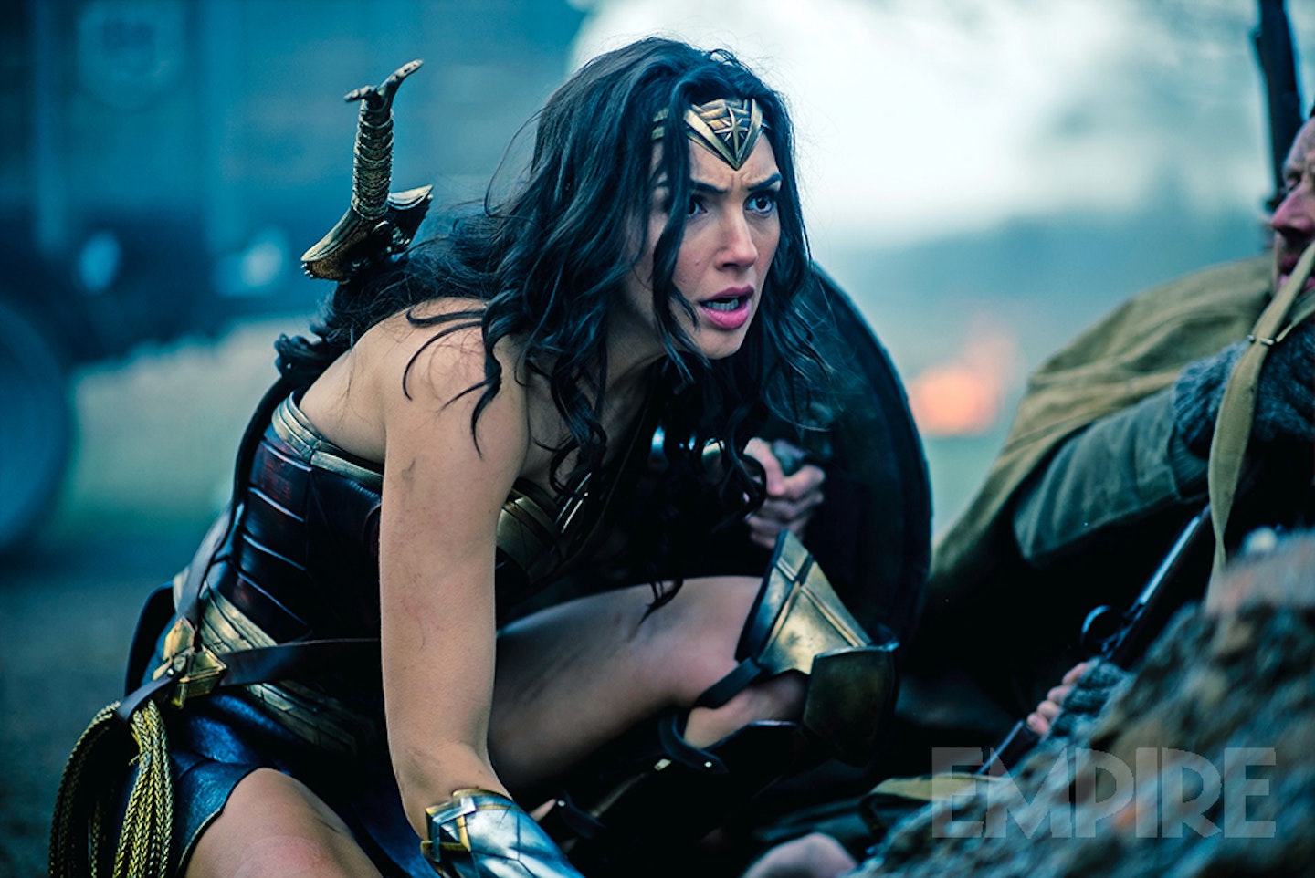 Gal Gadot in the trenches as Wonder Woman