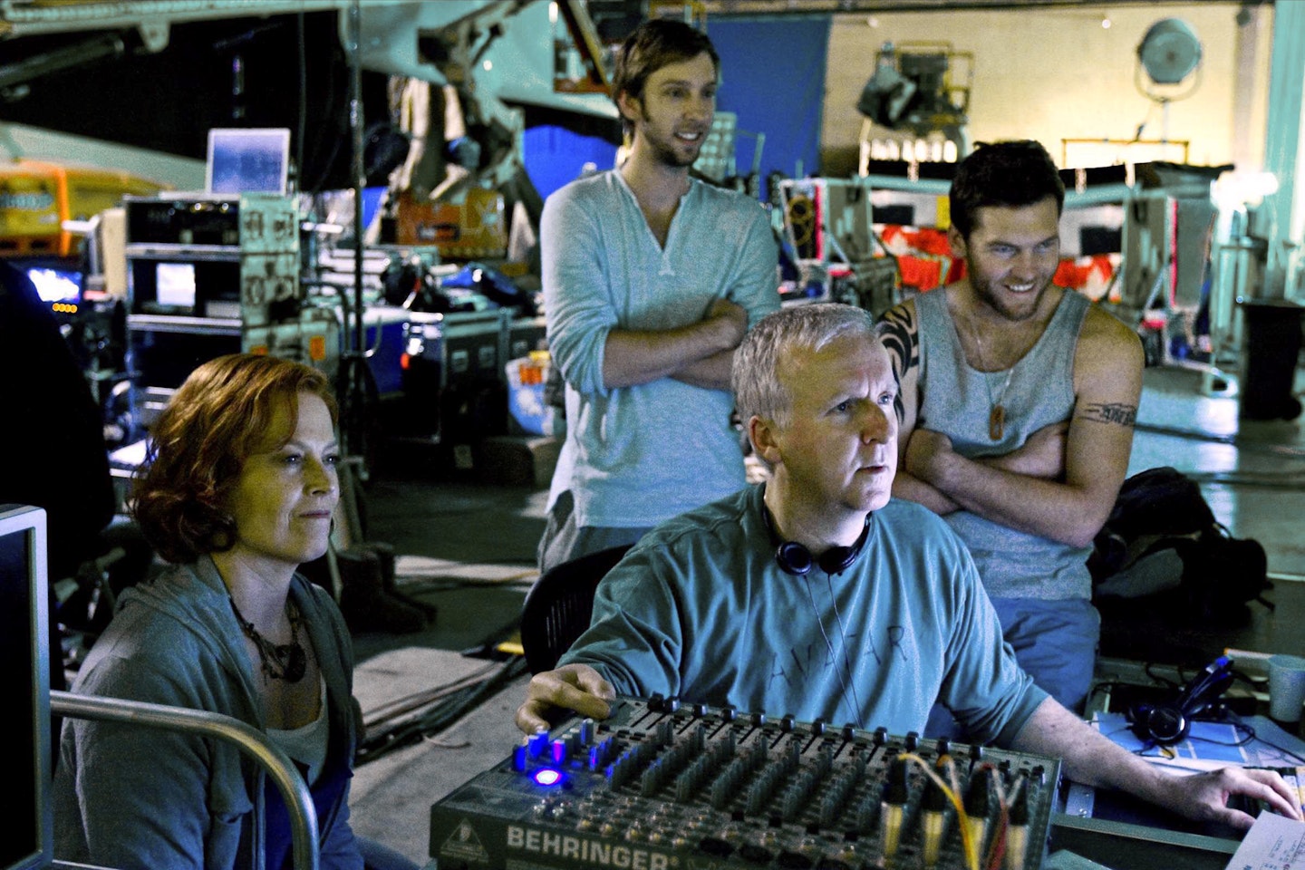 With Sigourney Weaver, Sam Worthington and Joel David Moore on Avatar (2009) 