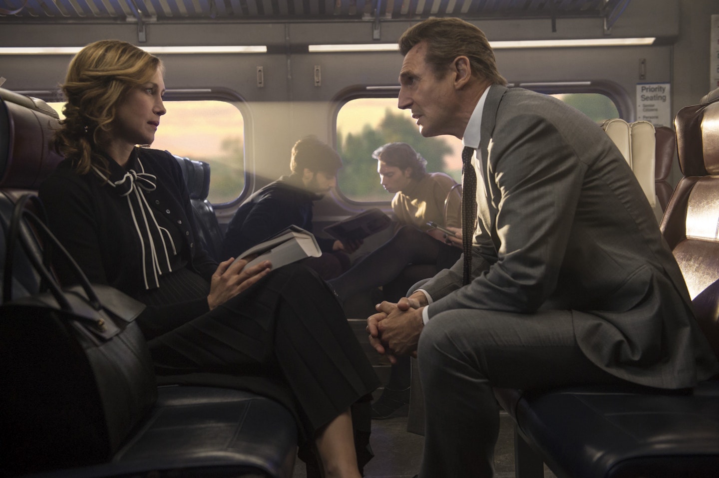 Vera Farmiga and Liam Neeson in The Commuter