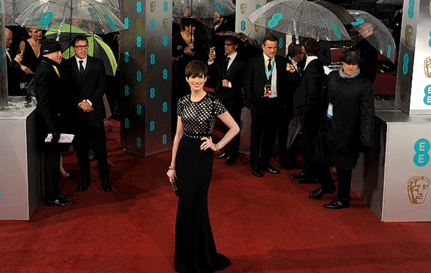 Anne Hathaway on the BAFTA 2013 red carpet