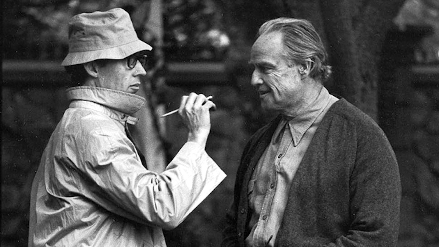 Dick Smith and Marlon Brandon on the set of The Godfather