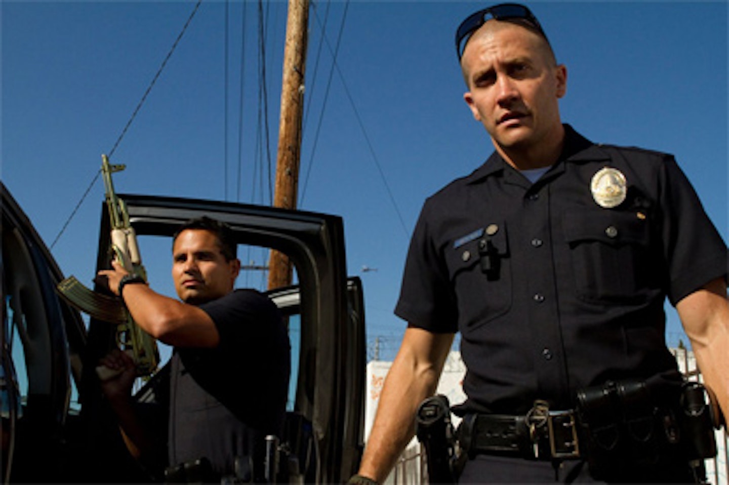 Jake Gylleenhaal and Michael Pena in End Of Watch