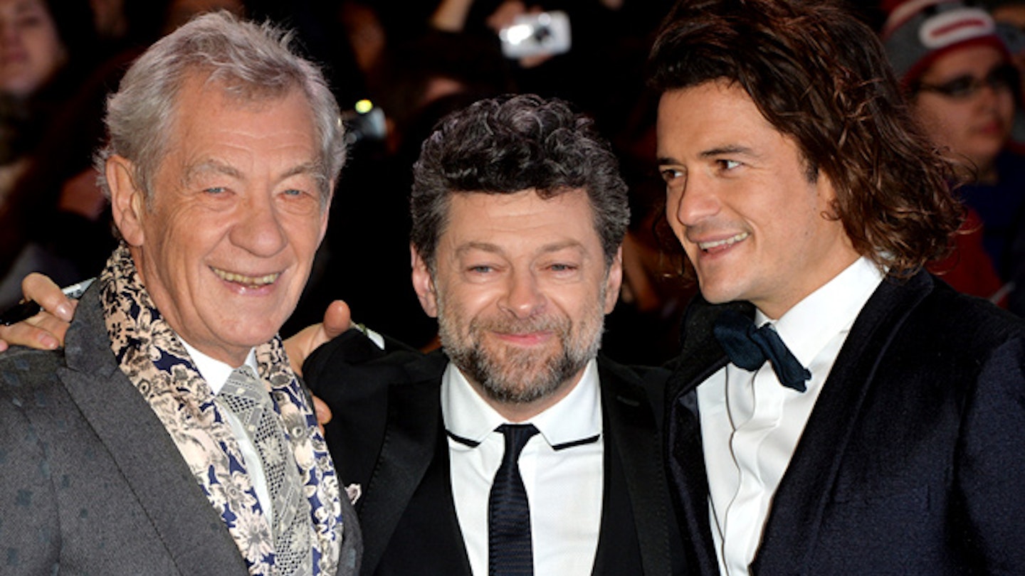 Ian McKellen, Andy Serkis and Orlando Bloom at The Hobbit: The Battle Of The Five Armies world premiere