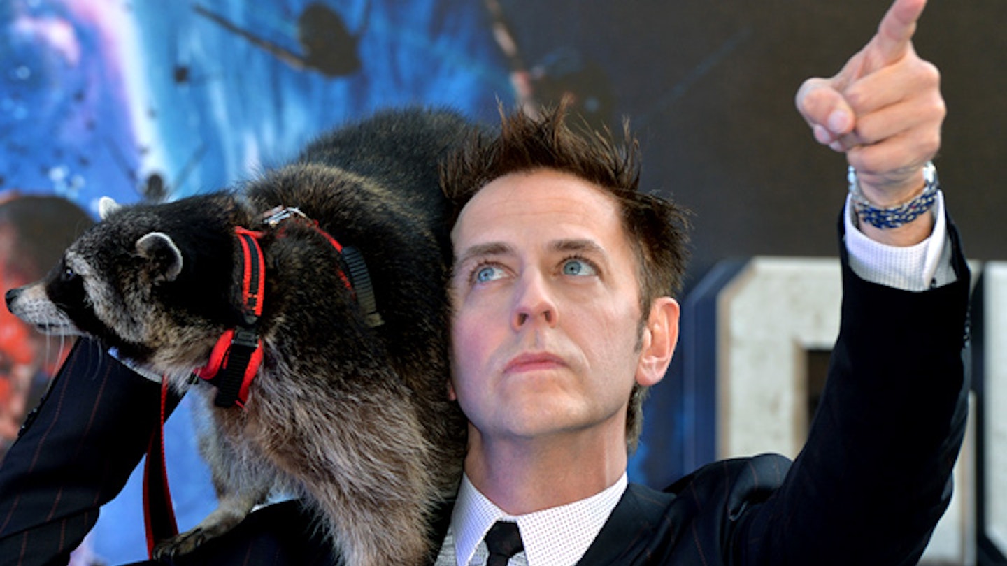 James Gunn and raccoon at the UK Guardians Of The Galaxy premiere