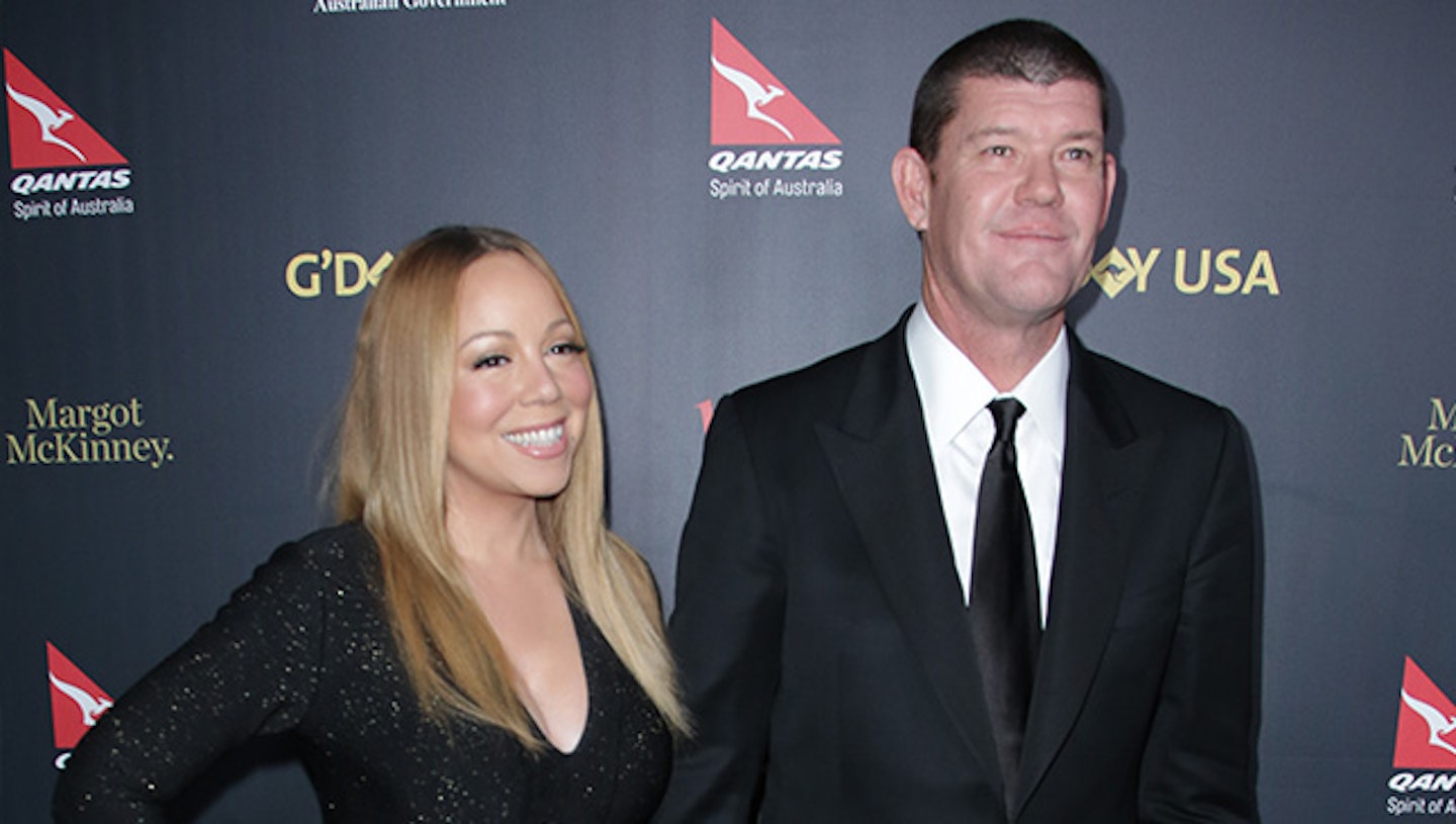 mariah carey and james packer on the red carpet