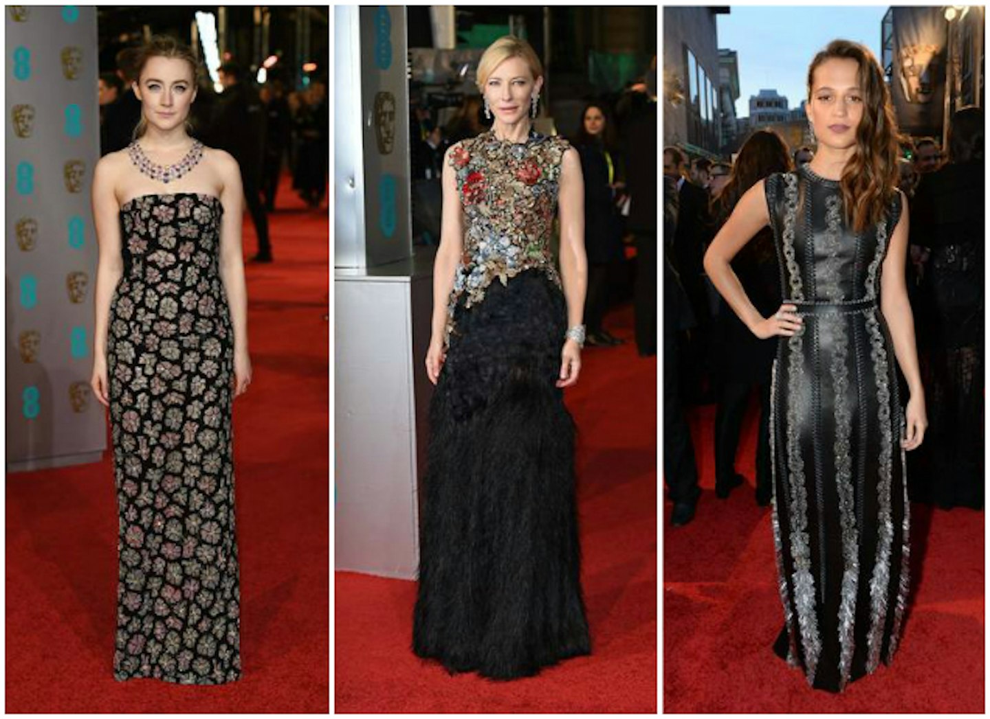 baftas red carpet embellishment trend saoirse cate alicia