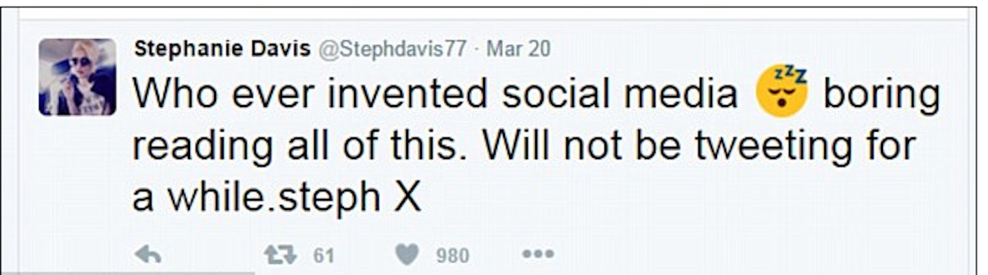 Stephanie Davis quite Twitter