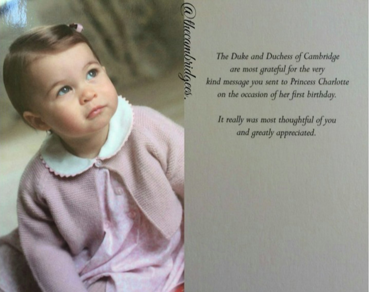 Princess Charlotte thank-you card