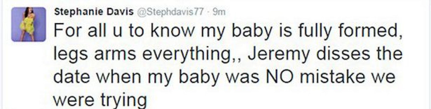 pregnant stephanie davis tweets