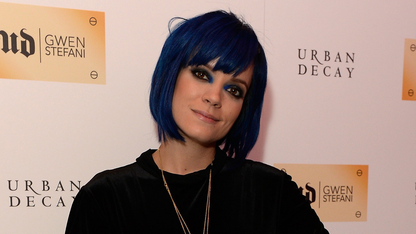 Lily Allen at Urban Decay Launch with blue hair 