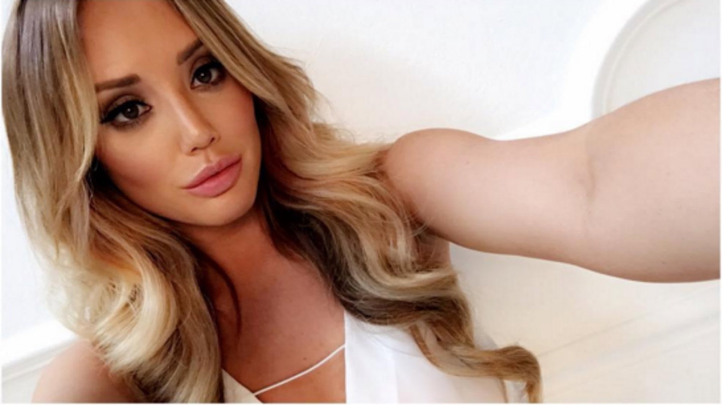 charlotte crosby selfie blonde hair white dress