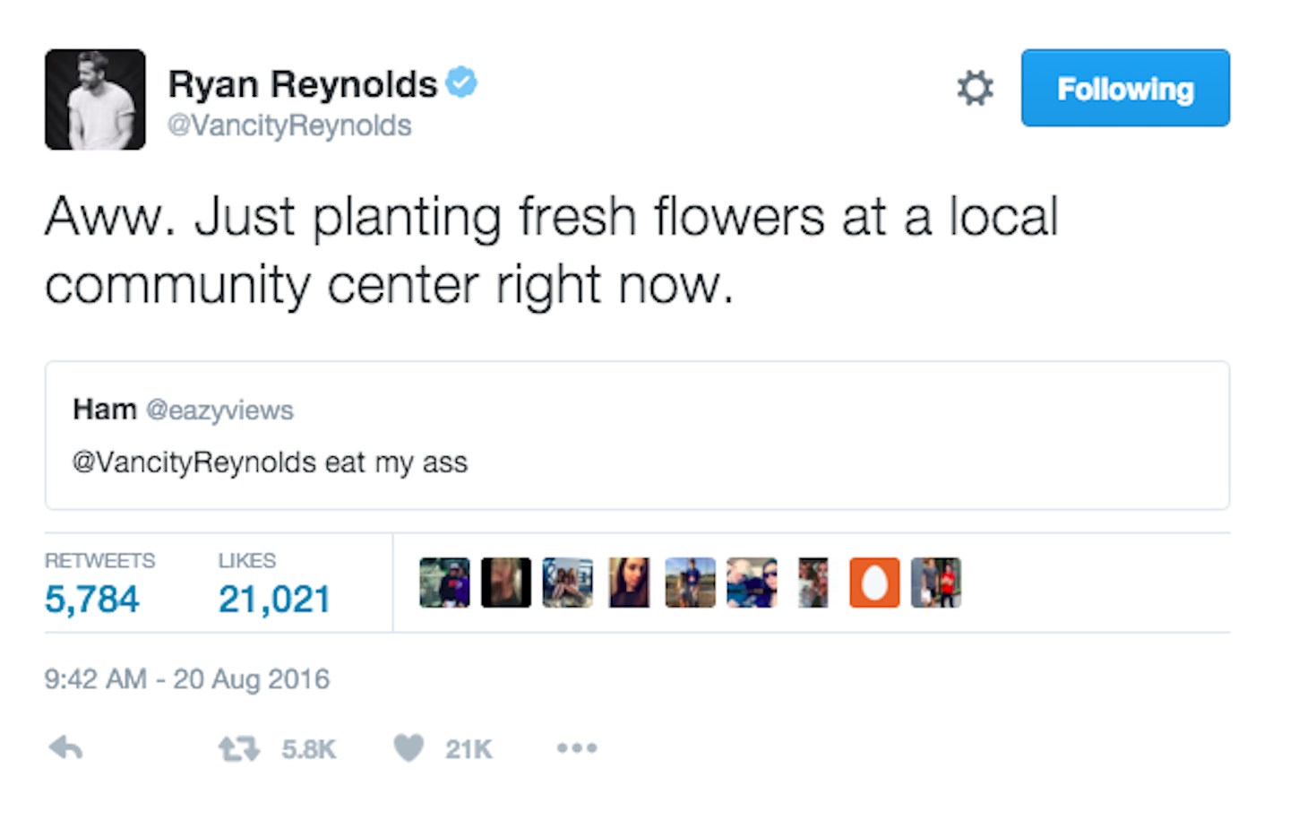 Ryan Reynolds twitter