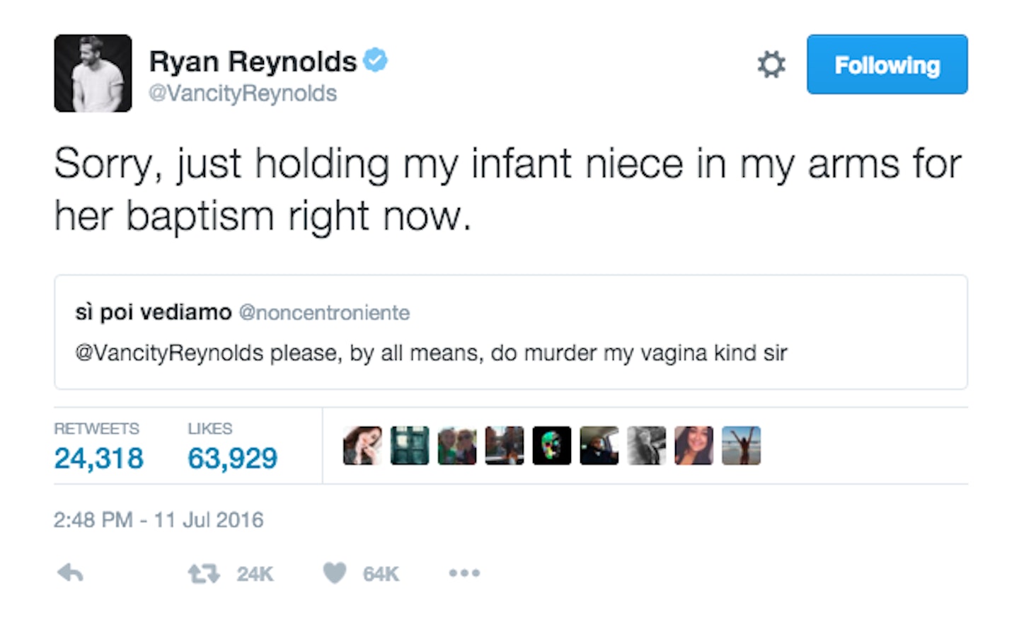 Ryan Reynolds twitter