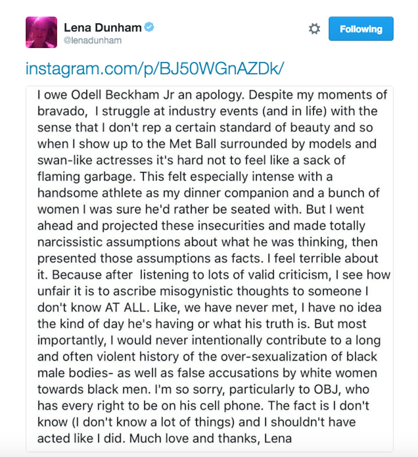 Lena Dunham Twitter