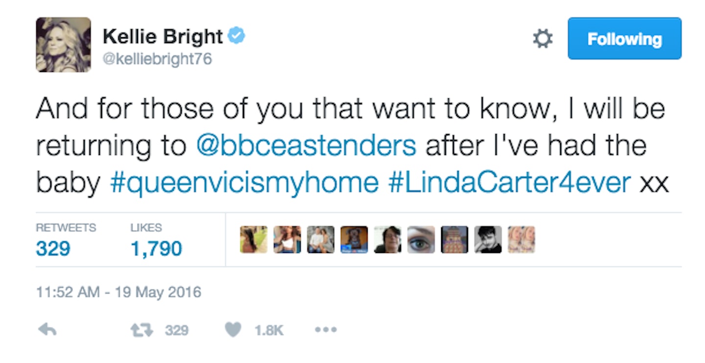 Kellie Bright Pregnant Tweet