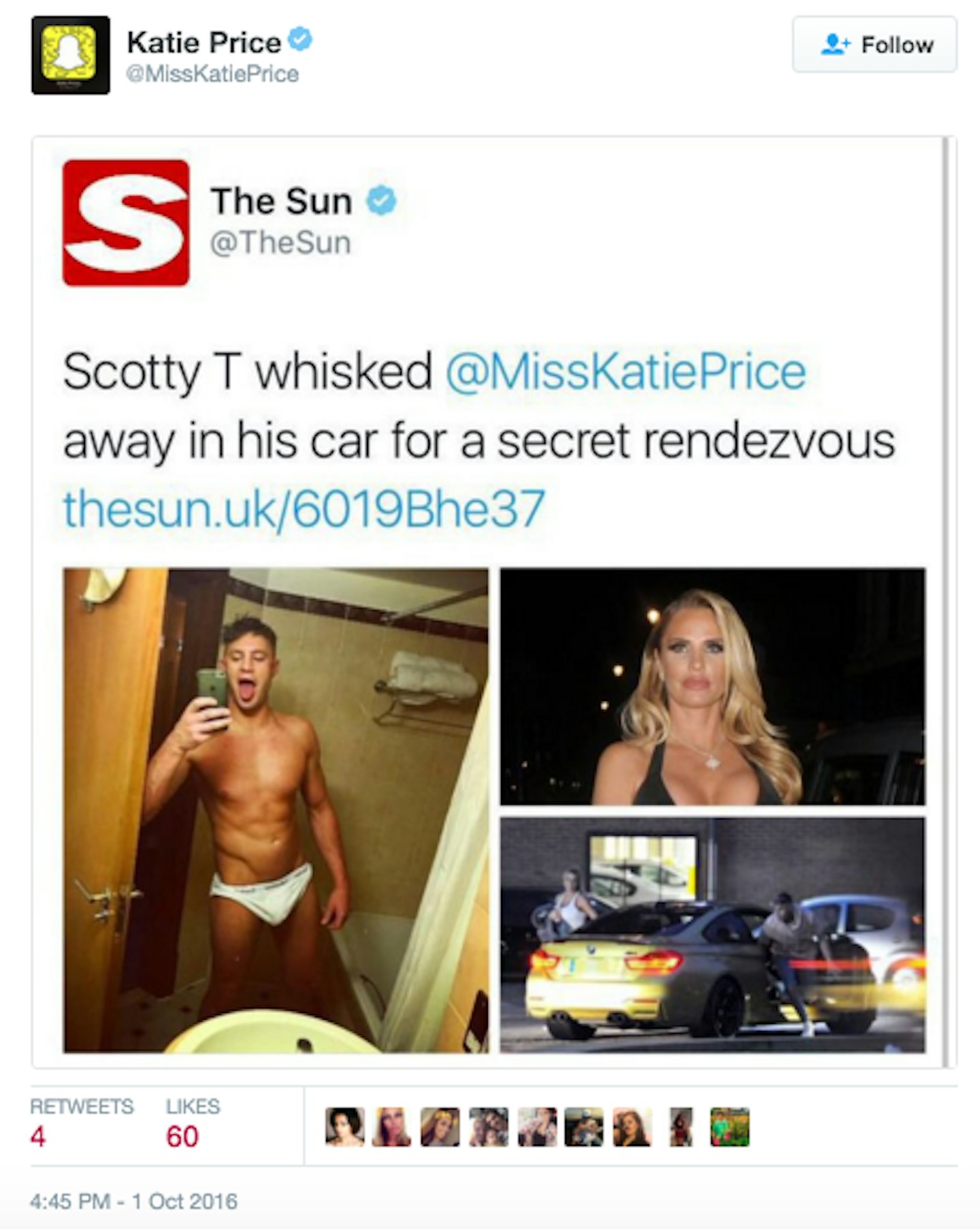 Katie Price twitter tweet screenshot the sun scotty t