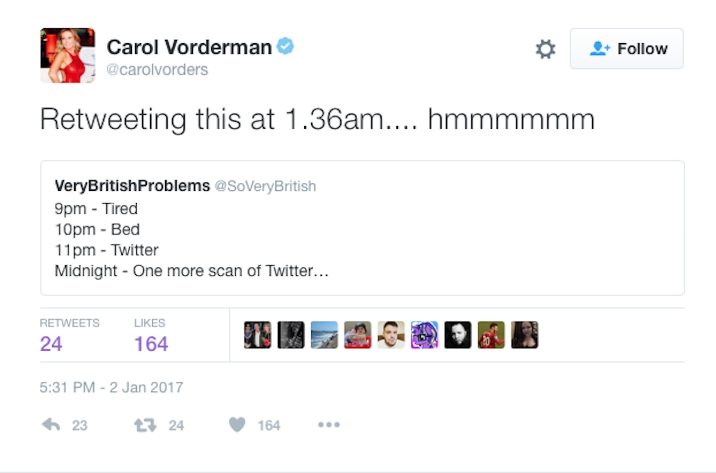 Carol Vorderman tweet