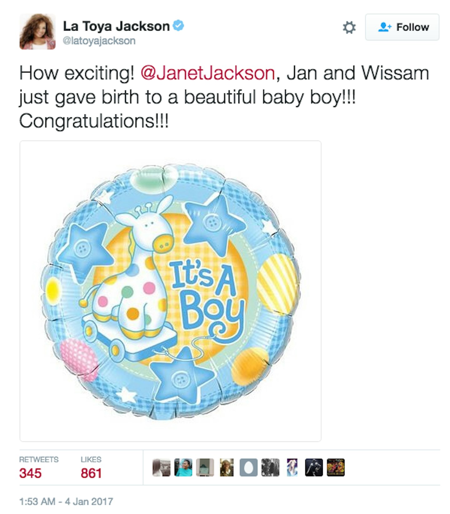 Janet Jackson baby tweets