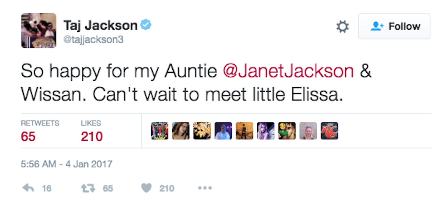 Janet Jackson baby tweets