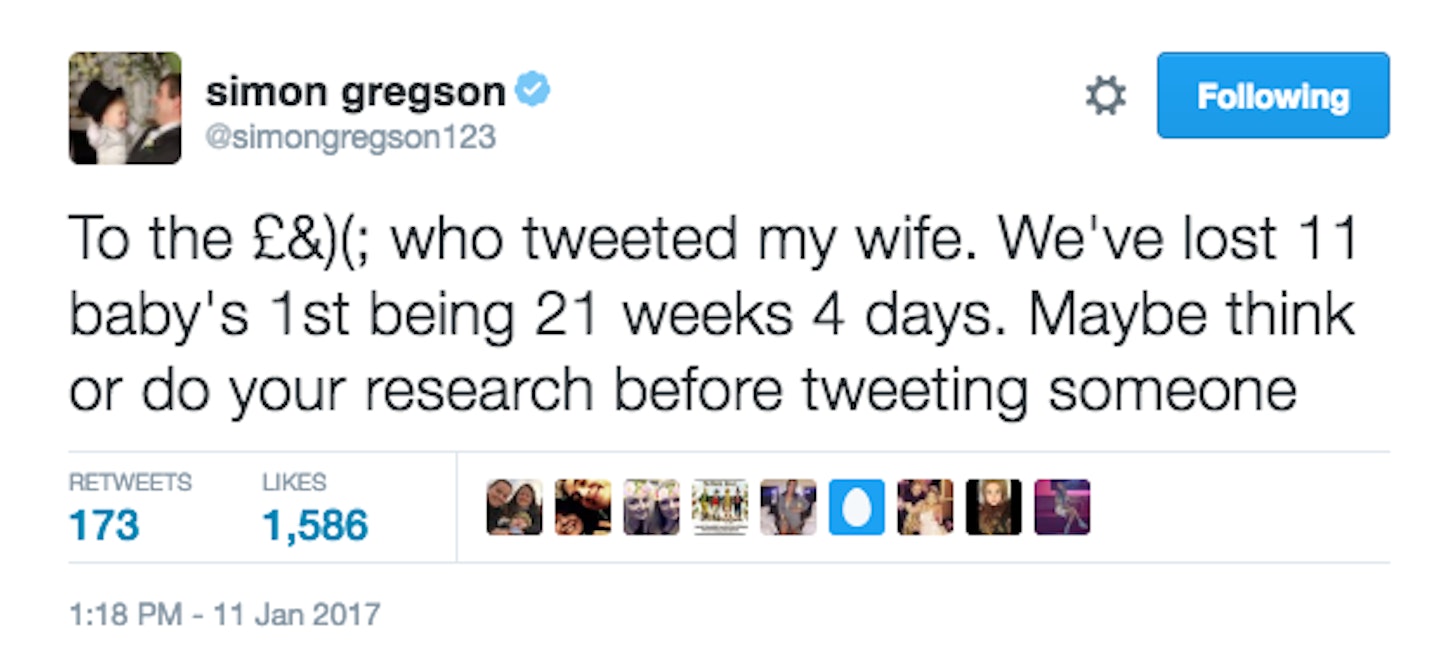 simon gregson coronation street steve macdonald tweet wife troll miscarriage