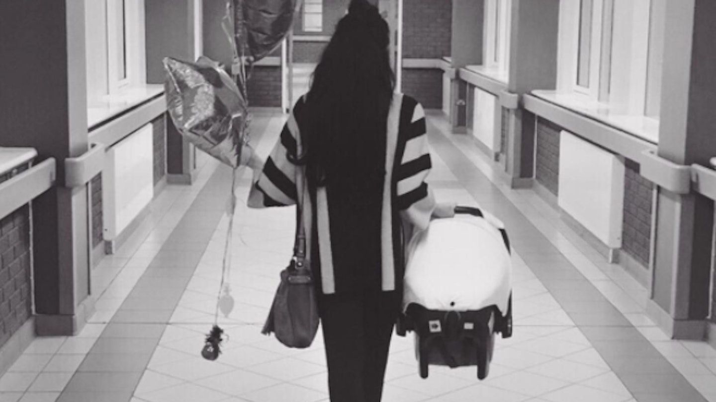 stephanie davis takes her baby home from hospital