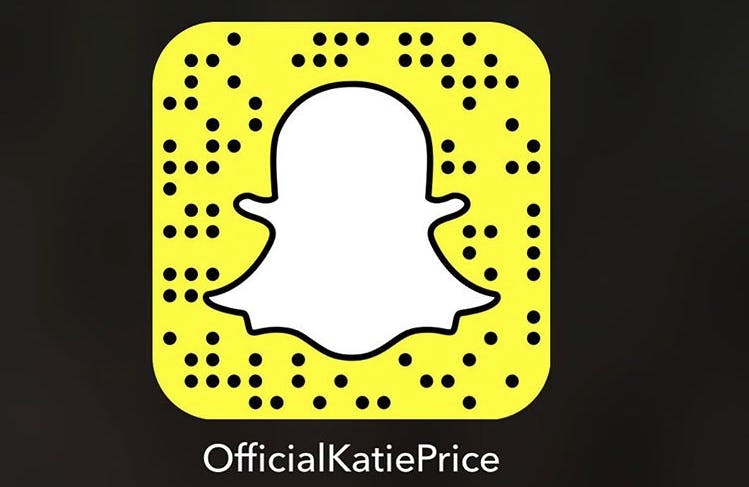 Katie Price Snapchat username and first post photo