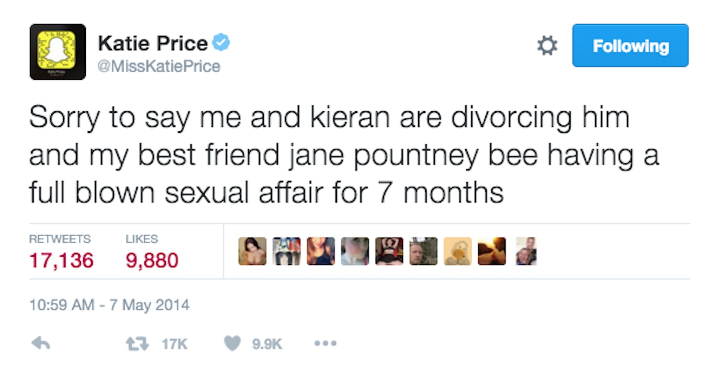 Katie Price reveals Kieran cheated