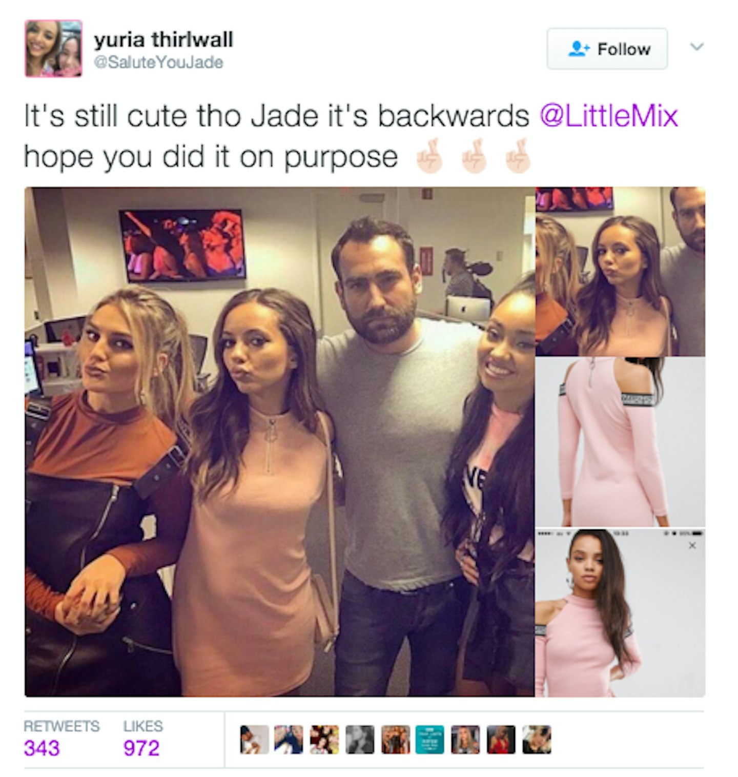 Jade Thirlwall Little Mix wore her dress the wrong way around lol