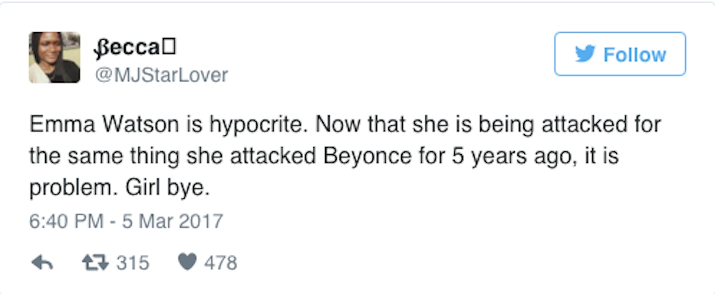 emma watson beyoncé tweets hypocrisy