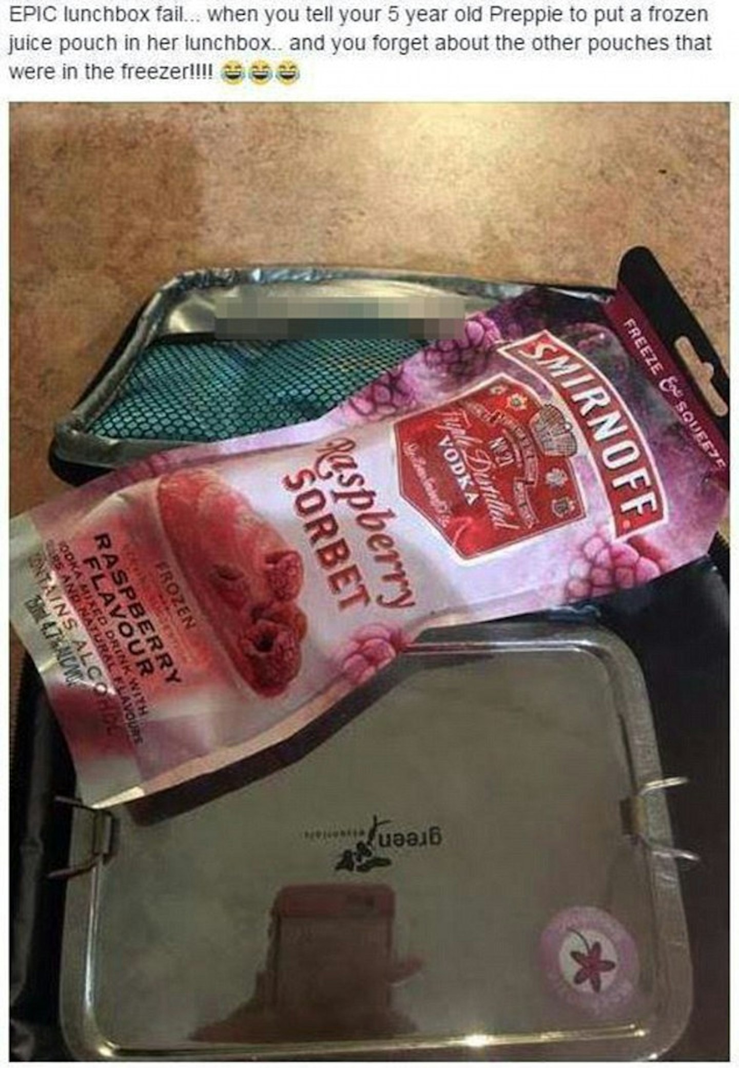 Vodka sminoff ice pouch