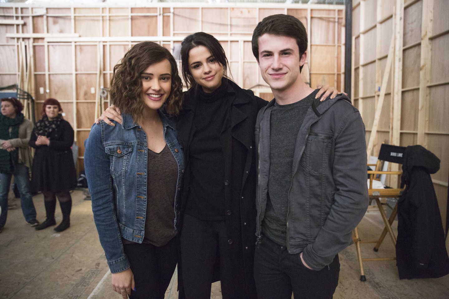selena gomez with the cast of Thirteen Reasons Why on Netflix