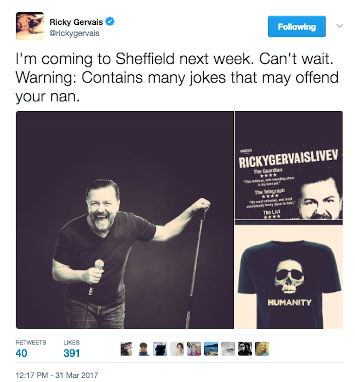 ricky-gervais-defends-dead-baby-jokes-bereaved-parents-walked-show-belfast