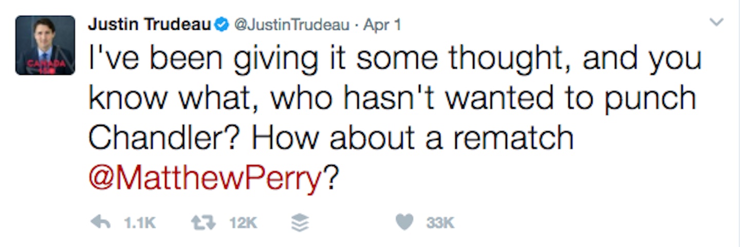 justin trudeau matthew perry tweet