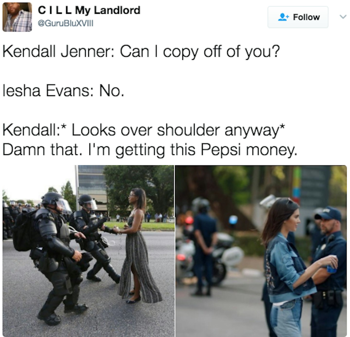 twitter response to Kendall jenner's Pepsi advert