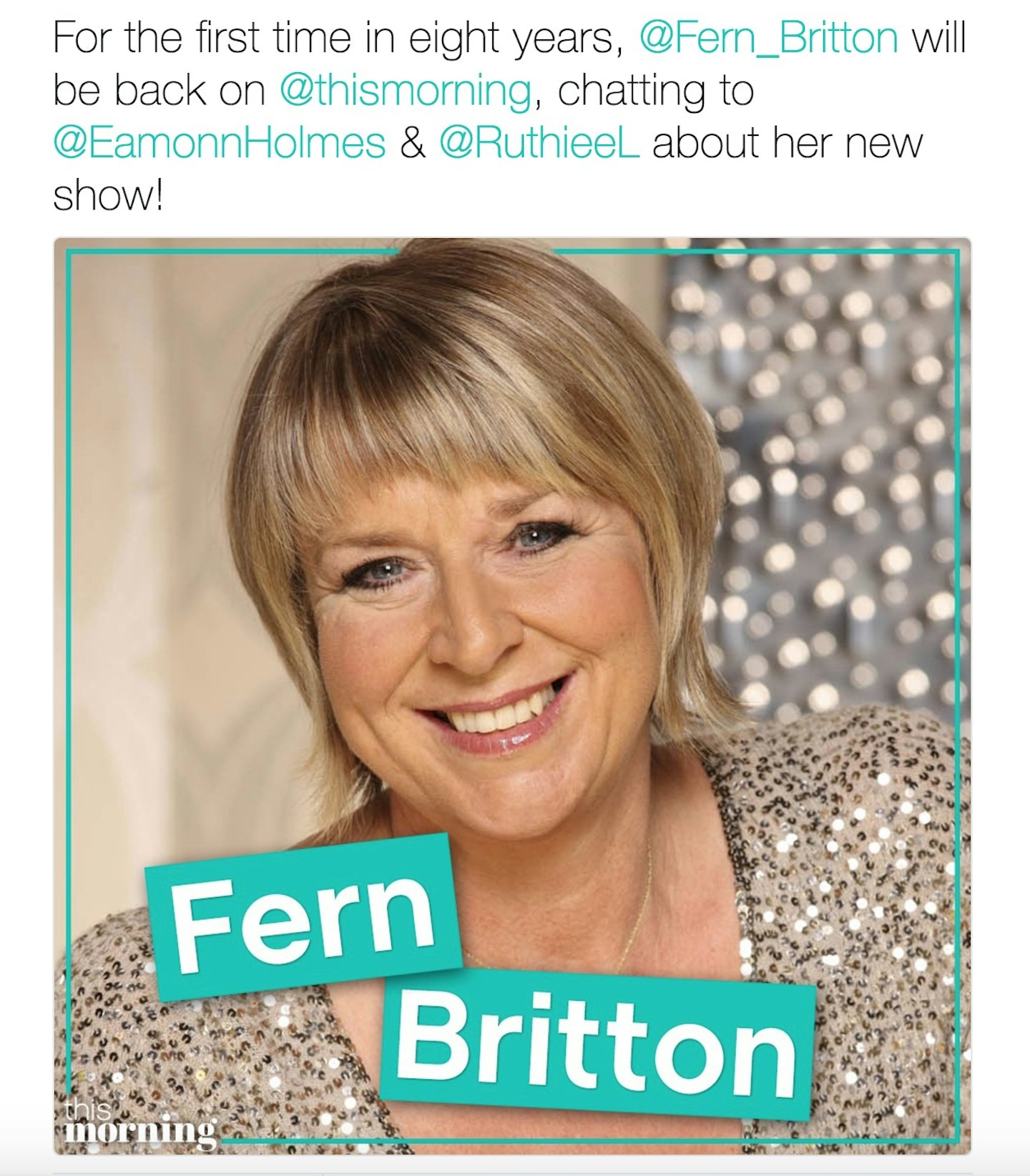 This Morning's tweet about Fern's return