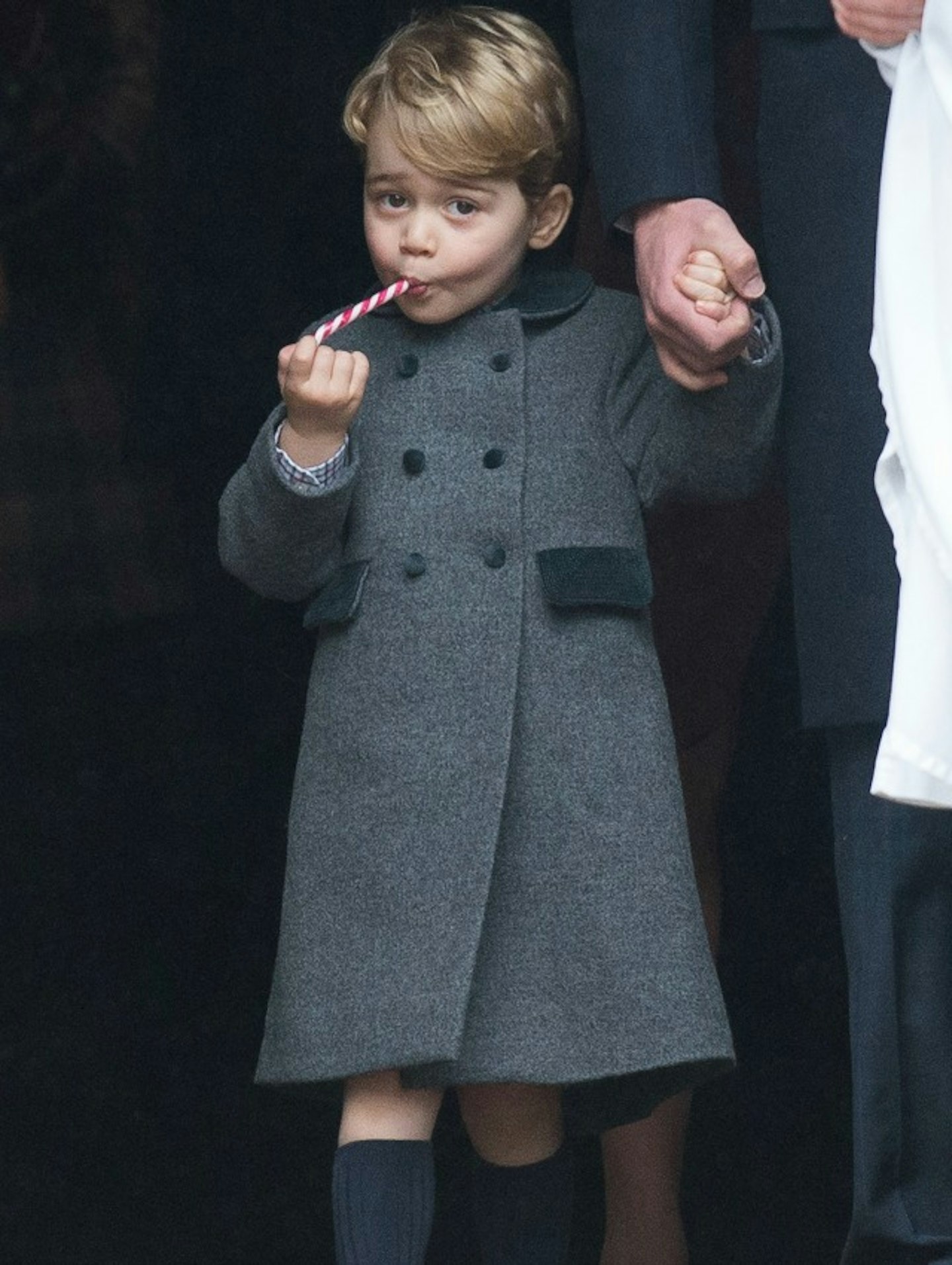Prince George with a candy cane