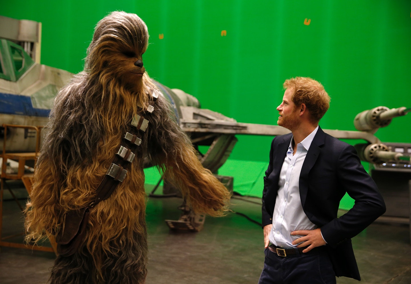 princes william and harry on the set of Star Wars The Last Jedi