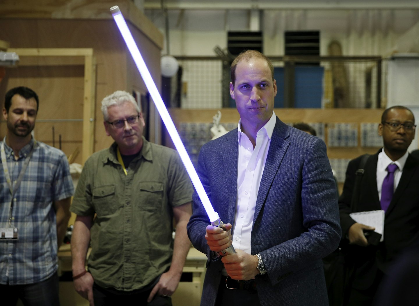 princes william and harry on the set of Star Wars The Last Jedi