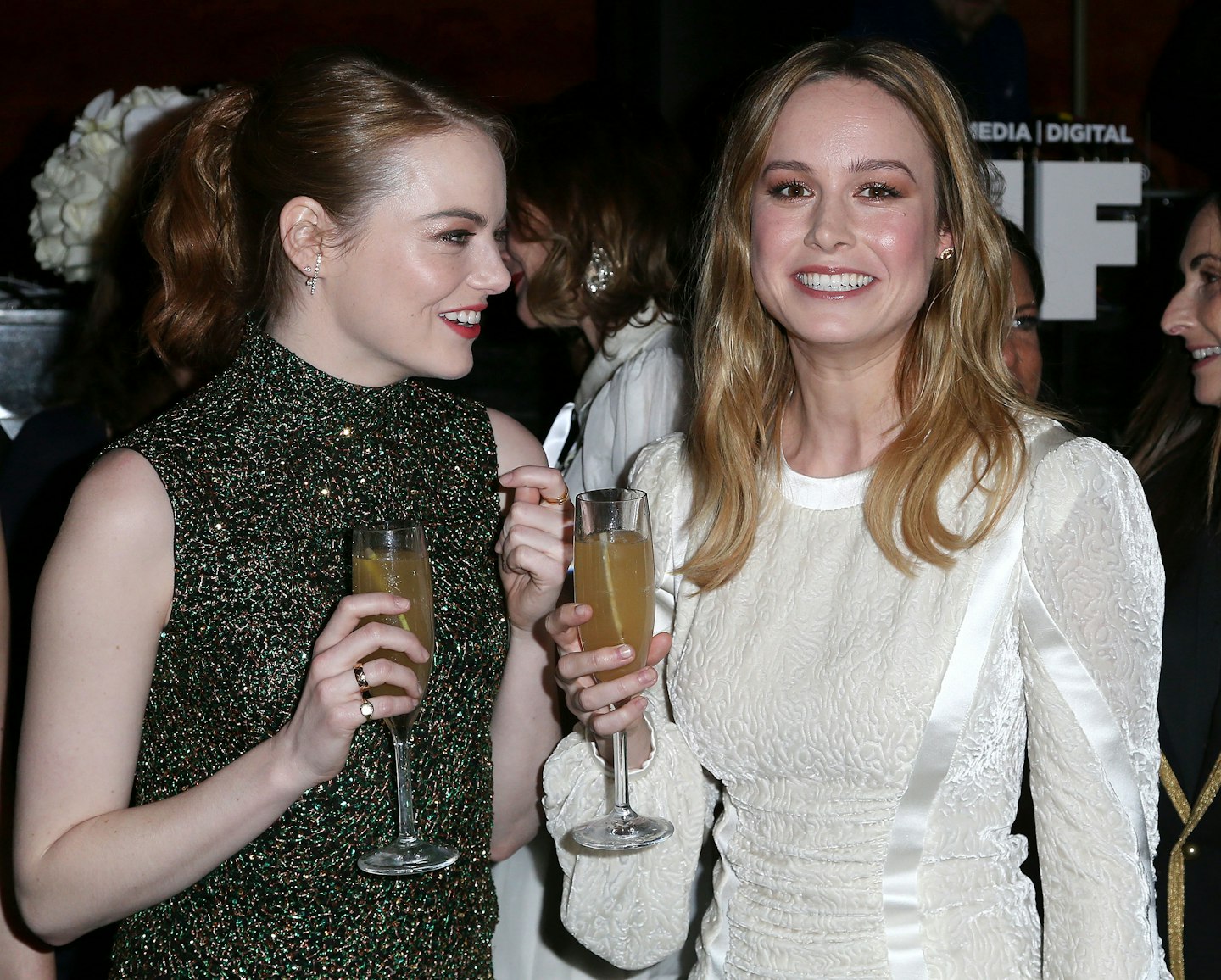 Emma Stone and Brie Larson at a pre-Oscars party